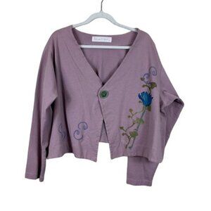 VTG Y2K 90s Bluefish Hand Painted Organic Cotton Jacket Sz S Artist Signature